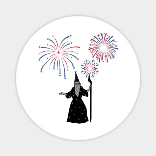 Wizard casting Fireworks for 4th of July Magnet